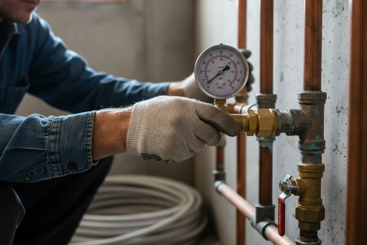 Pressure testing a repaired line during Water Line Repair in Harbert